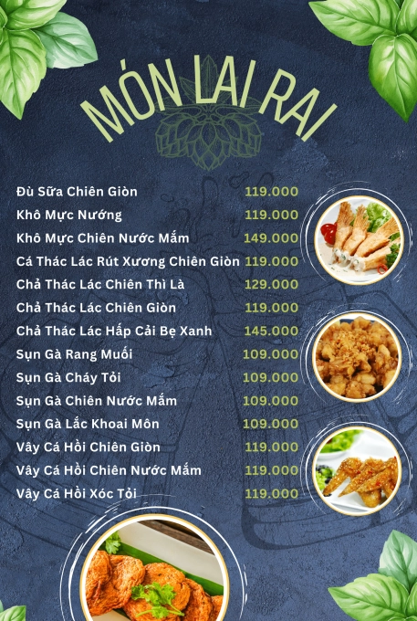 Menu nhà hàng karaoke