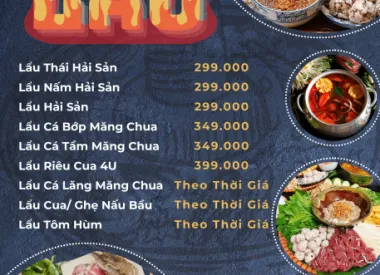 Menu nhà hàng karaoke 4U2 – Thực đơn đa dạng, hấp dẫn